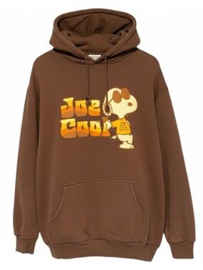 PEANUTS “Joe Cool” Graphic Hoodie in Chocolate Brown Size L